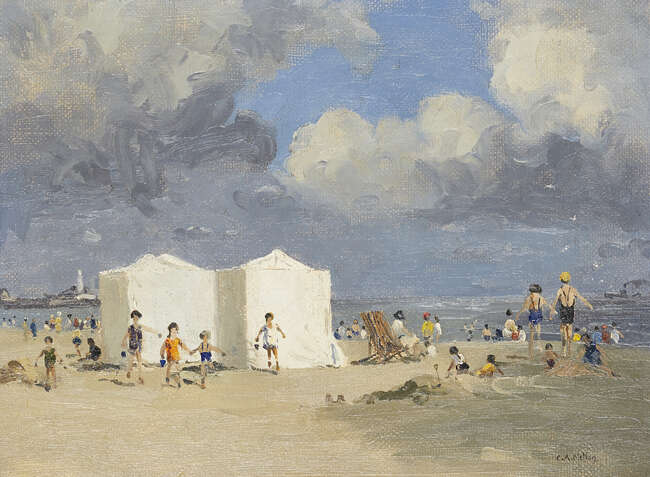
	
		Campbell Archibald Mellon, 
		British 1876-1955 - 
		 
		Gorleston Beach; 
		 
		