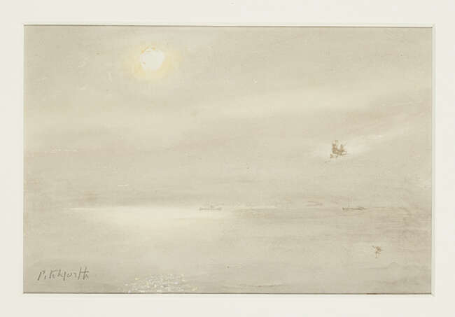 
	
		Roland Vivian Pitchforth RA ARWS,
		British 1895-1982-
		 
		Tugboat at Sea;
		 
		