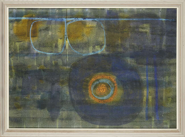 
	
		James Hull, 
		British 1921-1990- 
		 
		Abstract composition in blue and green with...