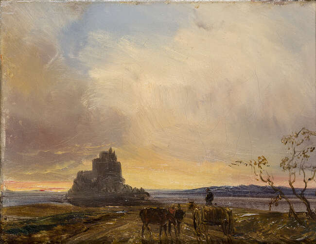 
	
		Jean-Antoine Theodore Gudin, 
		French 1802-1880- 
		 
		Mont St Michel; 
		 
		