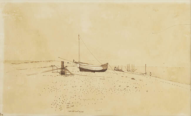 
	
		Lionel Bulmer,
		British 1919-1992- 
		 
		Sizewell Beach; 
		 
		ink and wash,...