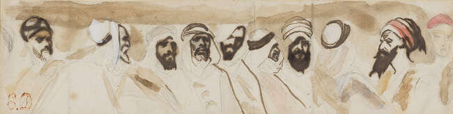 
	
		Ferdinand-Victor-Eugène Delacroix, 
		French 1798-1863- 
		Two sketches: The head and...