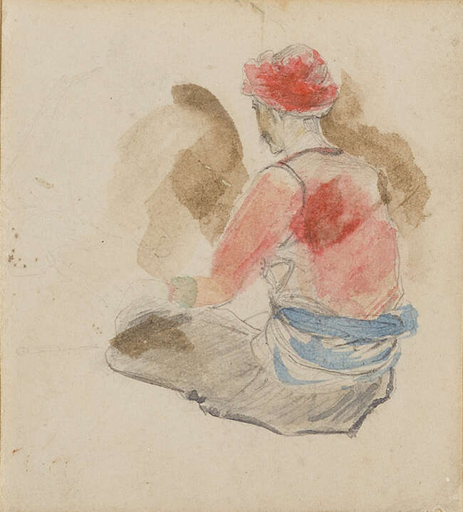 
	
		Ferdinand-Victor-Eugène Delacroix, 
		French 1798-1863- 
		Two sketches: The head and...