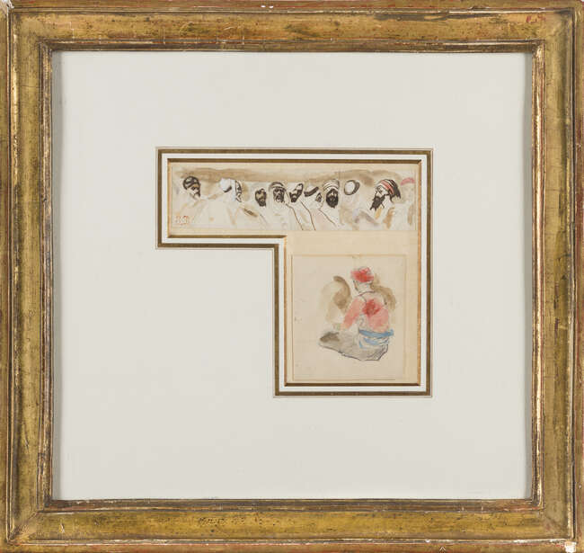 
	
		Ferdinand-Victor-Eugène Delacroix, 
		French 1798-1863- 
		Two sketches: The head and...