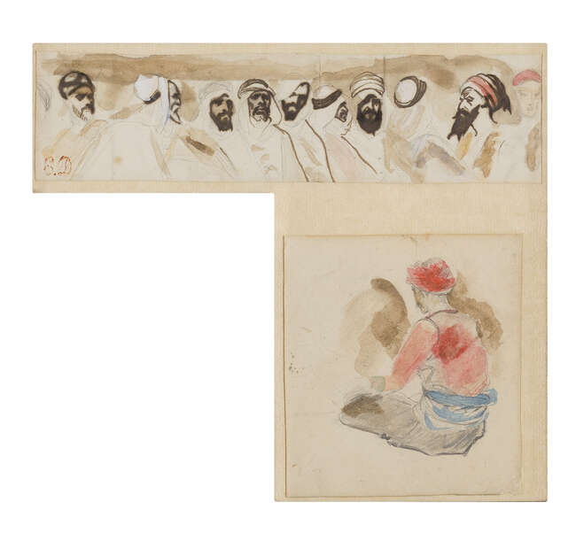 
	
		Ferdinand-Victor-Eugène Delacroix, 
		French 1798-1863- 
		Two sketches: The head and...