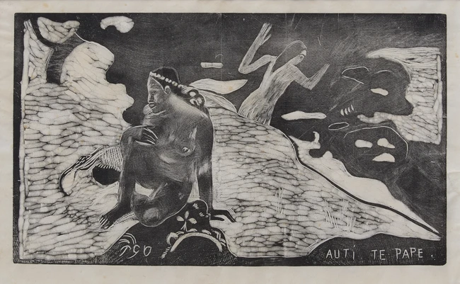 Paul Gauguin, French 1848-1903, Auti Te Pape (Women at the River), 1894; monochrome woodcut on...