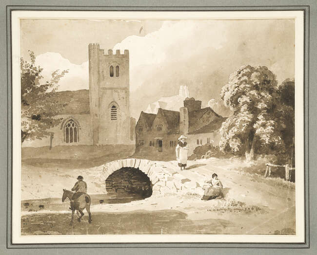 
	
		Thomas Tudor, 
		British 1785-1855- 
		 
		Welsh village scene & A view of Morpeth...