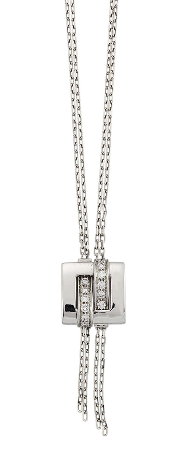 
	
		A diamond tassel pendant, by Boucheron, with curving figure-of-eight style pave-set...