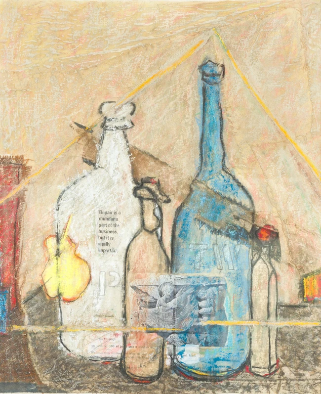 Pamela McVeigh, British 20th century - Repair is a Mundane Part of the Business; mixed media...