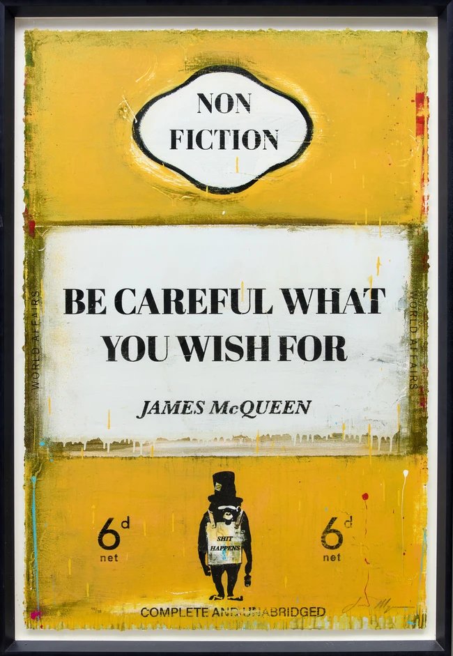 James McQueen, British, b.1977- 
Be careful what you wish for, 2022; 
mixed media on heavy wove...