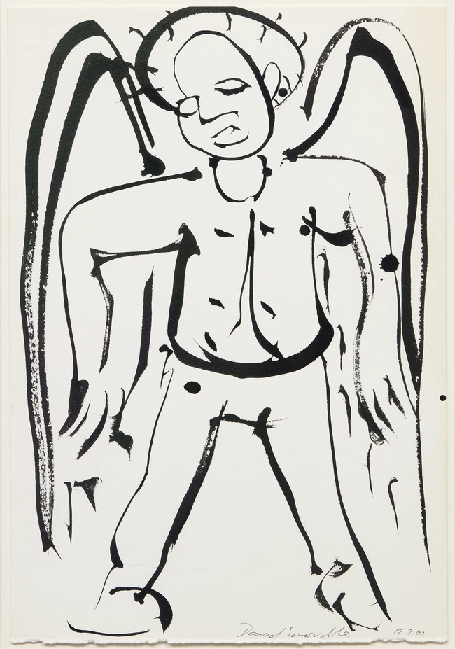 David Somerville, 
British b.1962 - Four ink on paper works including 'Angel, 2001'; ink on...