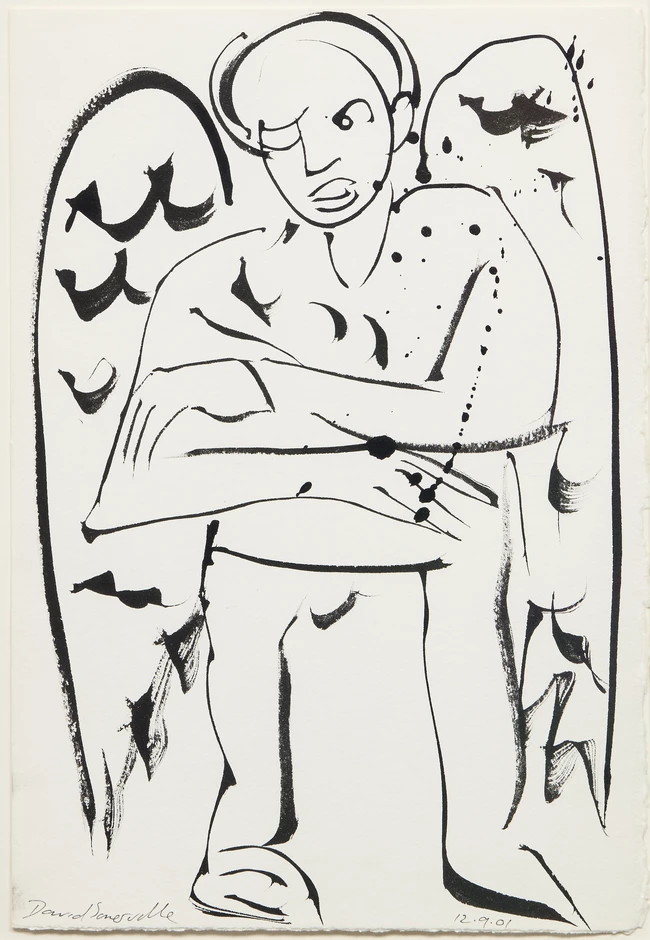 David Somerville, 
British b.1962 - Four ink on paper works including 'Angel, 2001'; ink on...