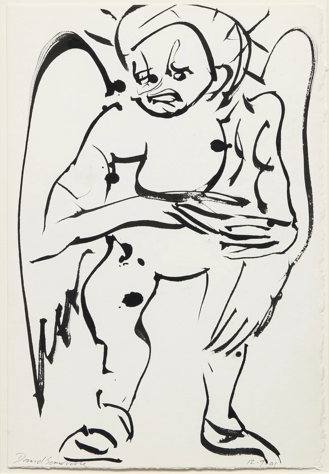 David Somerville, 
British b.1962 - Four ink on paper works including 'Angel, 2001'; ink on...