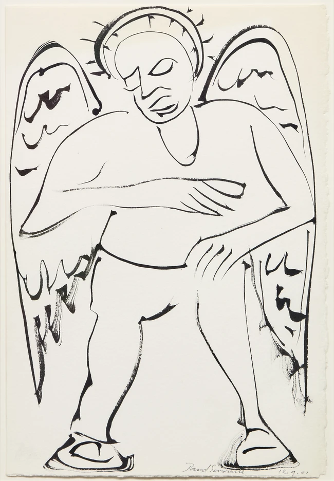 David Somerville, 
British b.1962 - Four ink on paper works including 'Angel, 2001'; ink on...