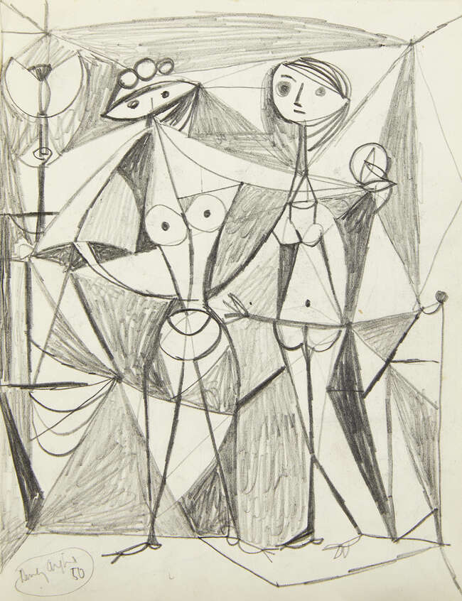 
	
		Henry Cliffe, 
		British 1919-1983- 
		Lyme Regis, 1952; 
		pencil, signed, titled and...