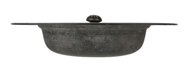 
	
		A large Bidriware circular basin with pierced foliate cover, India, 19th century, the...