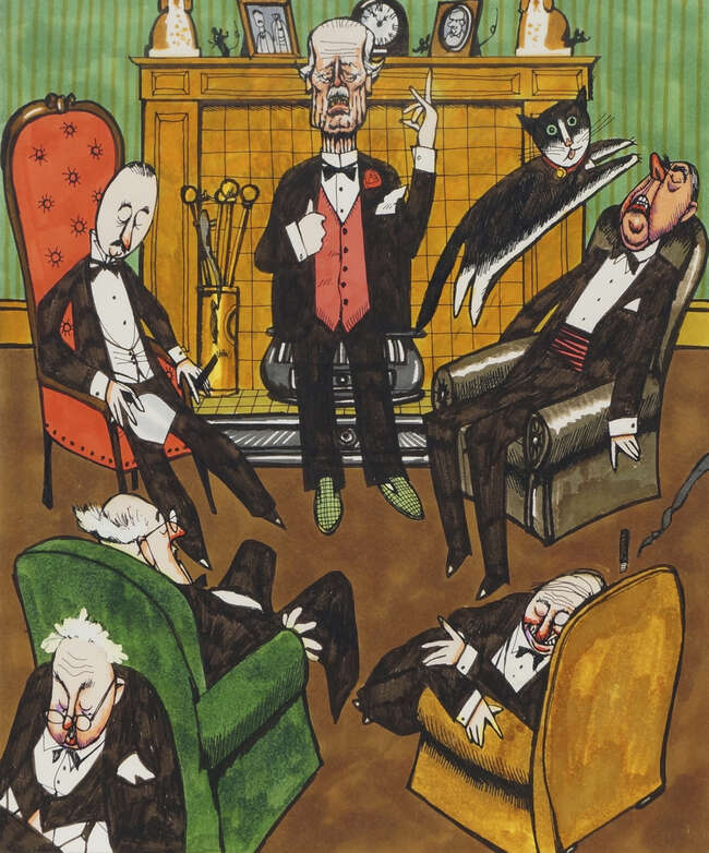 
	
		Willie Rushton, 
		British 1937-1996-
		 
		Illustration from Humphrey, the Nine...