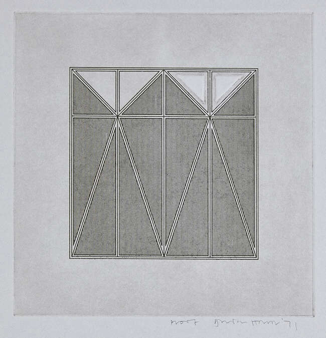 
	
		Gordon House, 
		British 1932-2004- 
		 
		Triangle 8, 1971; 
		 
		etching on wove,...