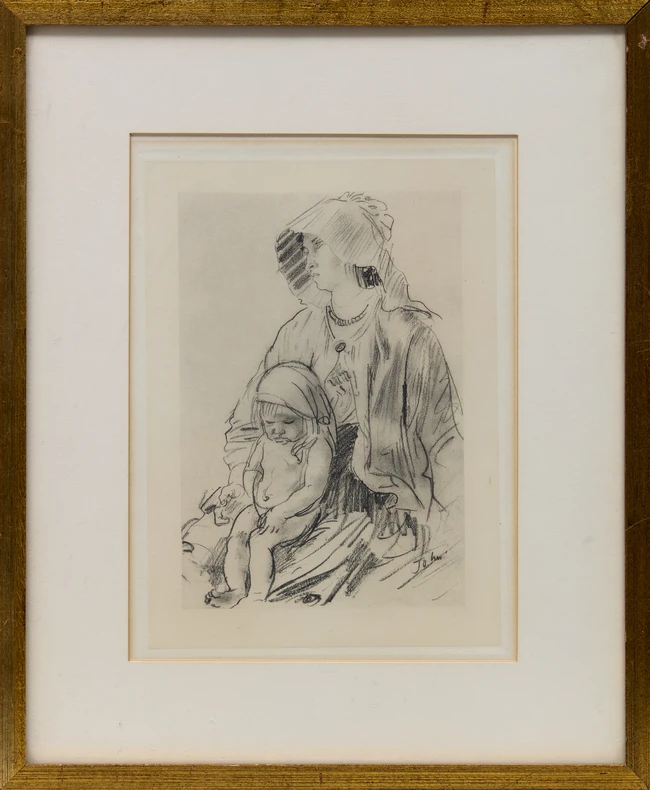 After Augustus John, British 1878-1961, 
Dorelia and Robin, 1908; 
monochrome lithograph with...