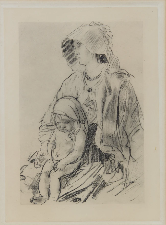After Augustus John, British 1878-1961, 
Dorelia and Robin, 1908; 
monochrome lithograph with...