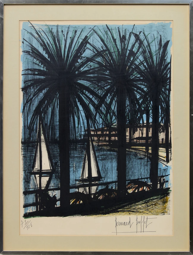 Bernard Buffett, French 1928-1999, Cannes, 1960; lithograph printed in colours, signed and...