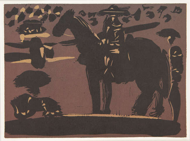 
	
		Pablo Picasso, (Spanish 1881-1973) 
		Mounted Picador and Farol 1962;
		Two linocuts in...