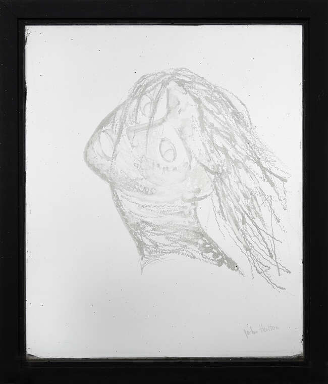 
	
		John Hutton (1906-1978), an engraved glass figurative window
		Wind Nymph, 1961,...