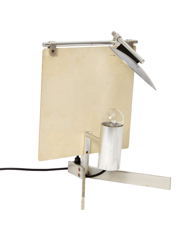 
	
		A prototype lamp (British) 
		c. 1960&#39;s, unsigned
		An interesting mid century desk...