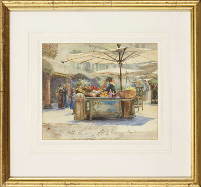 
	
		Flora MacDonald Reid, 
		Scottish 1861-1938 - 
		 
		The Market Place, Verona;...