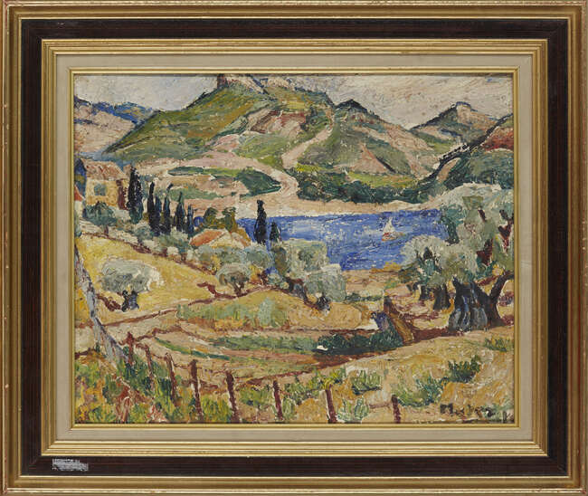 
	
		Maria-Mela Muter,
		French-Polish, 1876 - 1967-
		Landschaft;
		oil on board, signed...
