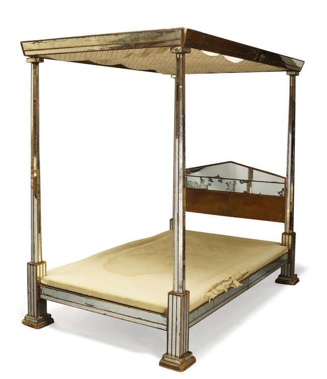 
	
		Attributed to Syrie Maugham (1879-1955), an Art Deco  mirrored tester bed      
		c.1930...
