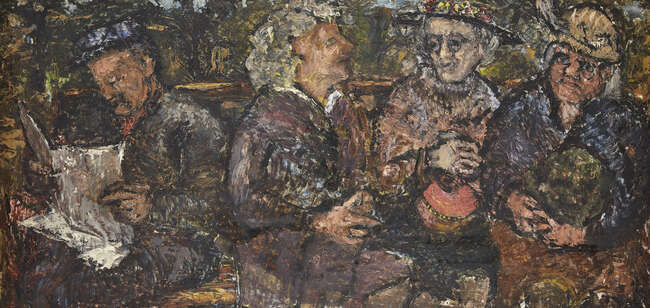 
	
		Ernst Eisenmayer, 
		Austrian/British 19202018 - 
		 
		Four figures on a park bench,...