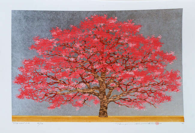 
	
		Hajime Namiki, 
		Japanese b.1947- 
		 
		Dogwood 3-B, 2003; 
		 
		woodcut in...
