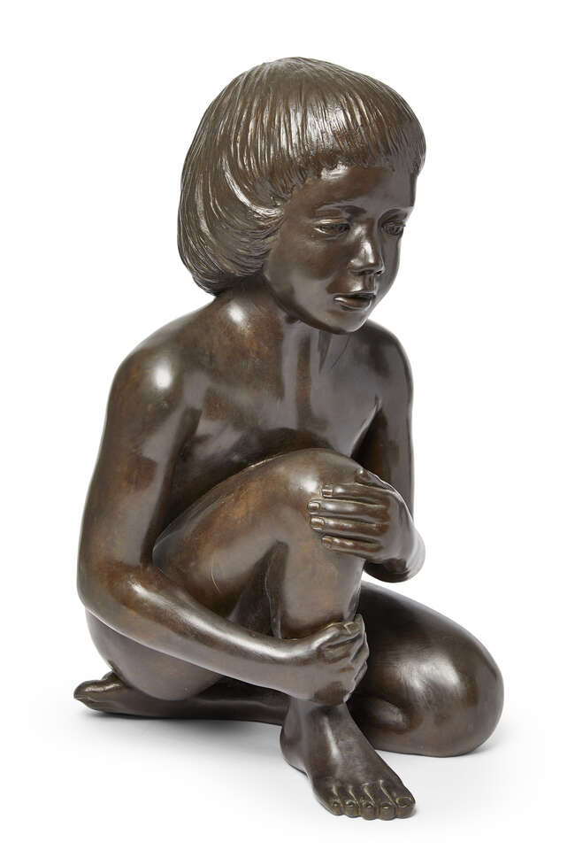 
	
		John Robinson, 
		British 1935-2007- 
		Sarah, figure of a young girl; 
		patinated...
