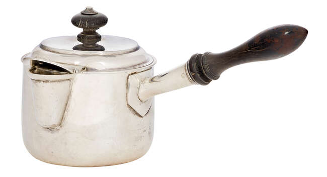 
	
		A George III silver brandy warmer with lid, London, c.1806, possibly Robert Gaze, the...