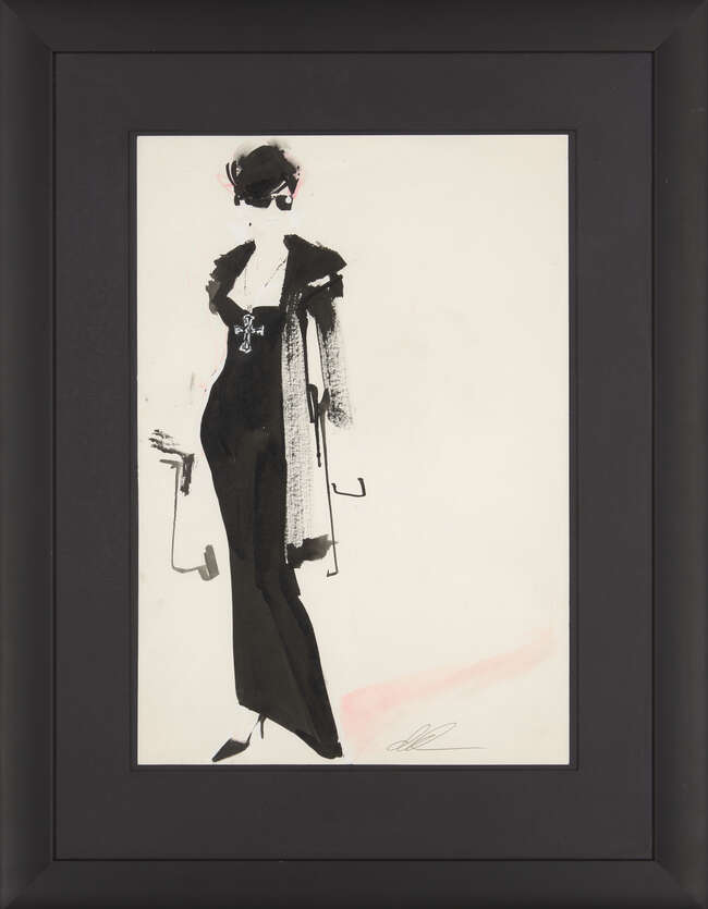 
	
		David Downton, 
		British 1959 - 
		 
		Fashion illustration, 2005; 
		 
		ink and...