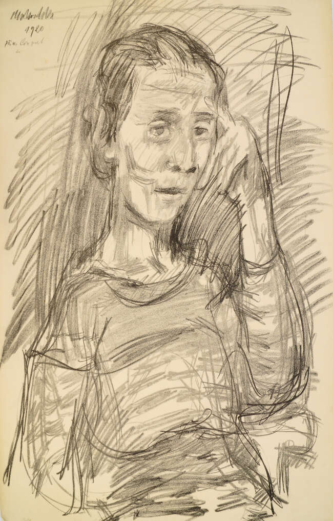 
	
		Oskar Kokoschka, Austrian 1886-1980- Portrait of a woman, 1920; lithograph, inscribed and...