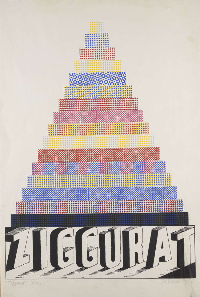 
	
		Joe Tilson RA, 
		British b.1928- 
		 
		Ziggurat, 1964; 
		 
		screenprint in colours...