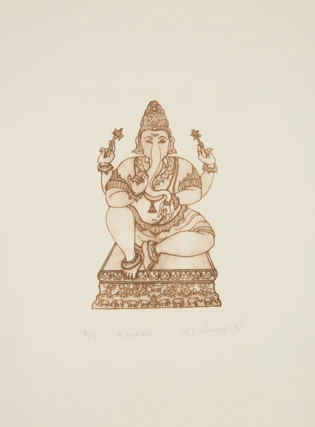 Various Properties
Y.G. Srimati, (Indian 1926-2007),
 Ganesha, 1992;
woodblock print on paper, A/P,...