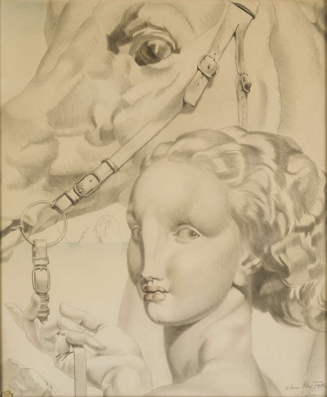 
	
		Eugene Robert Pougheon, 
		French 1886-1955 - 
		An Amazon and her horse, 1931; 
		pencil...