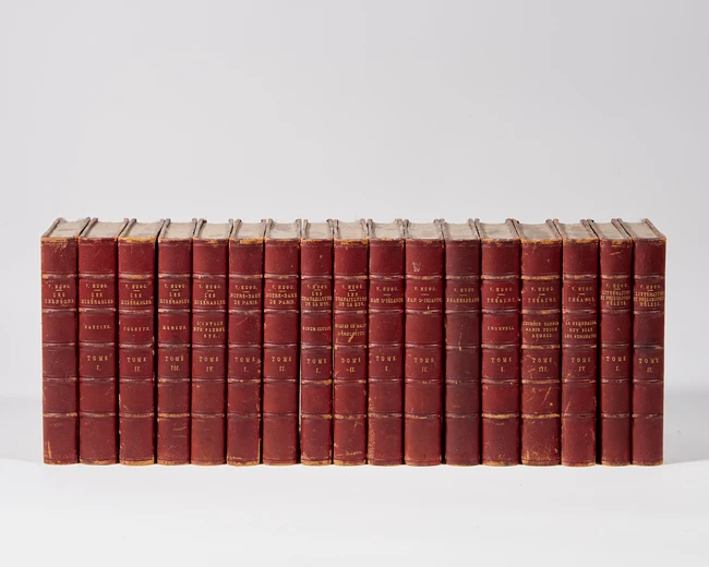 A quantity of mixed volumes, comprising:  
Hugo, Victor, The Works: Les Miserables, Notre-Dame...
