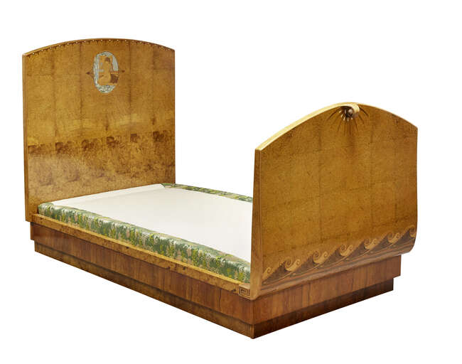
	
		Paul Follot (1877-1941) Attributed, an Art Deco burr walnut and marquetry bedroom suite...