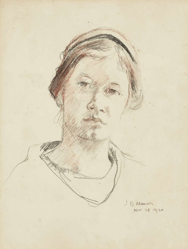 
	
		James Bolivar Manson NEAC, 
		British 1879-1945-
		 
		Mary;
		 
		black and red...