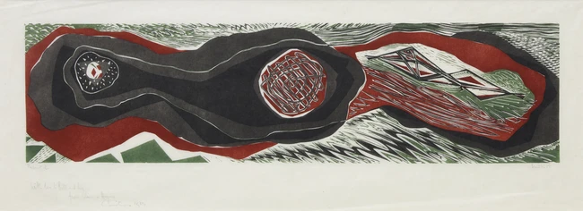 Blair Hughes-Stanton, British 1902-1981, Pursuit, 1955; linocut in colours on Japan, signed,...