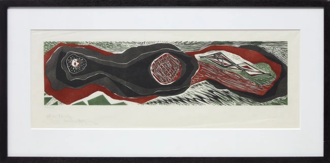 Blair Hughes-Stanton, British 1902-1981, Pursuit, 1955; linocut in colours on Japan, signed,...