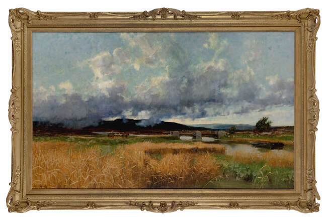 
	
		John Mallard Bromley RBA, 
		British 1859-1939 - 
		Moorland scene with horse and cart...