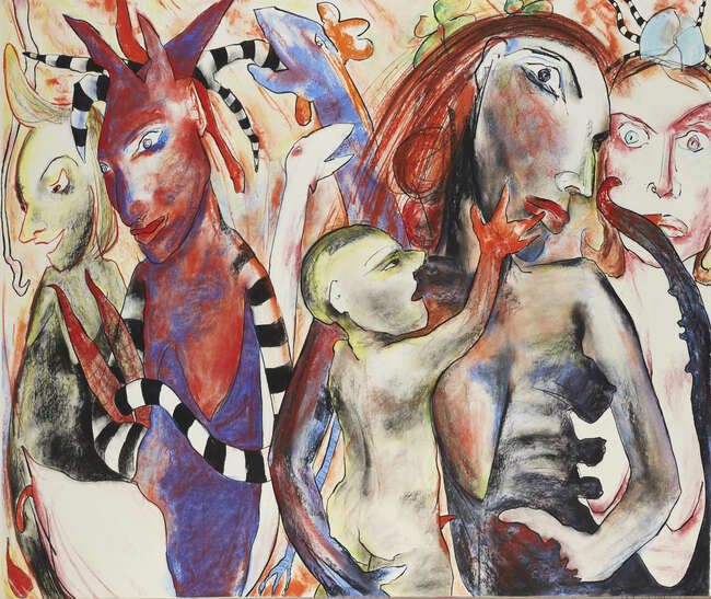 
	
		Amanda Faulkner, 
		British b. 1953- 
		 
		Ceremony, 1984; 
		
		pastel and charcoal...