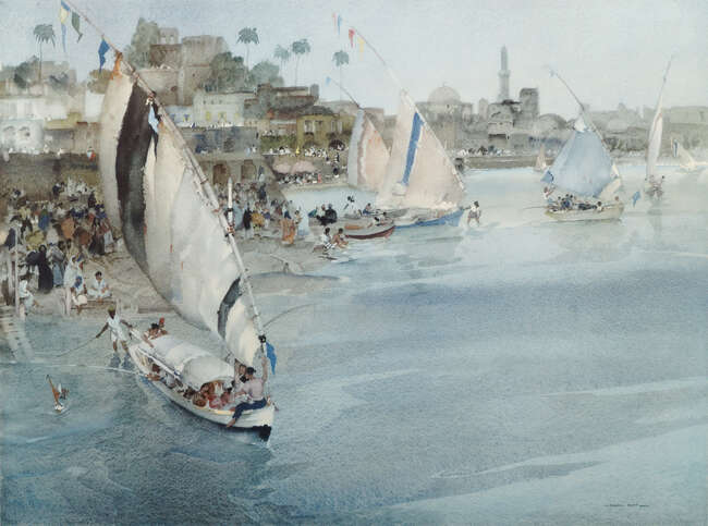 
	
		Sir William Russell Flint RA PRWS, Scottish 1880-1969 - Holiday after Ramadan; offset...