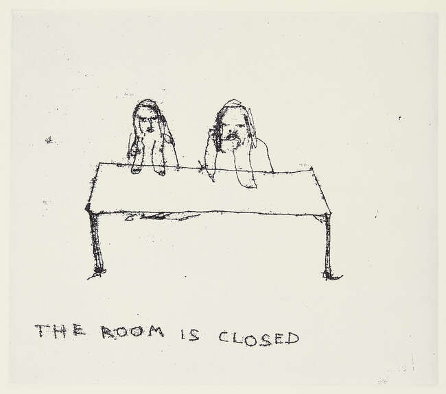 
	
		Tracey Emin CBE RA, 
		British b.1963- 
		 
		The Room is Closed, 2013; 
		 
		etching...
