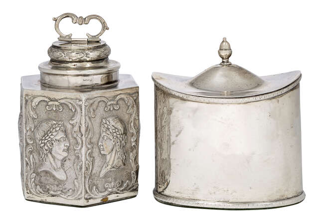 
	
		A continental silver tea caddy, possibly Italian, with foreign import marks (1867-1904),...